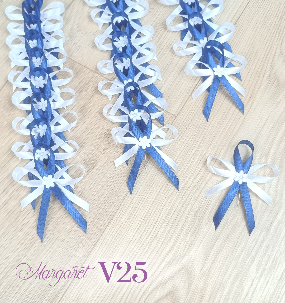 Saténové svatební vývazky V25 (Navy Blue)