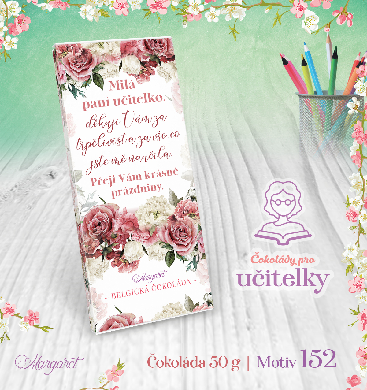Belgická čokoláda HOŘKÁ 50 g | Motiv 152