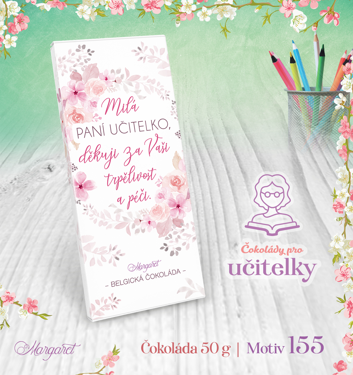 Belgická čokoláda HOŘKÁ 50 g | Motiv 155