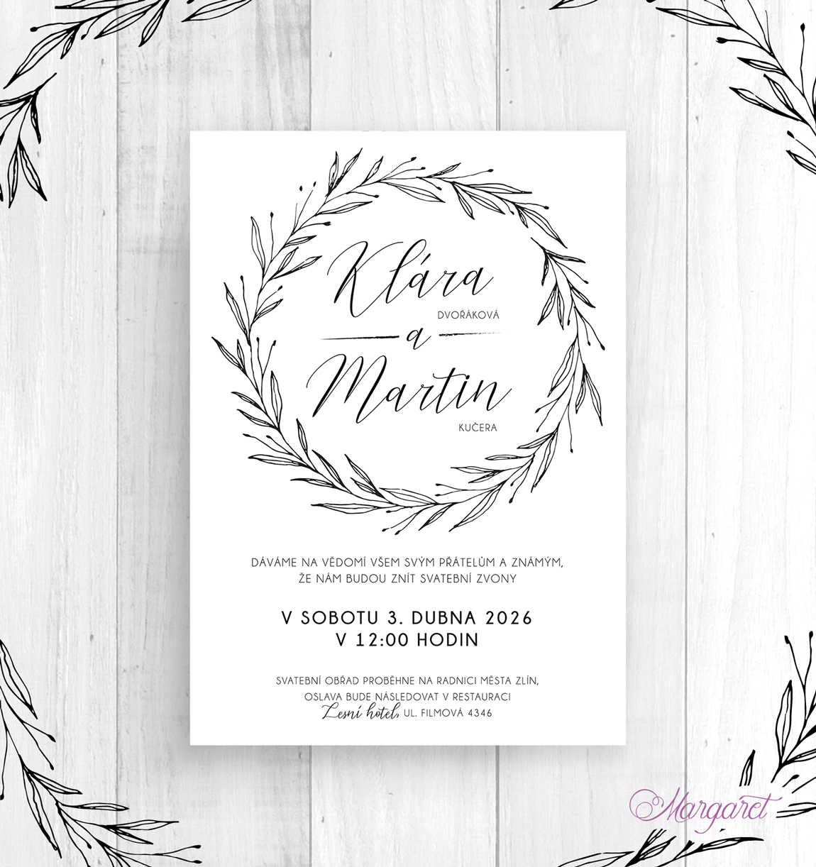 Svatební oznámení A6 Vzorek | SK20