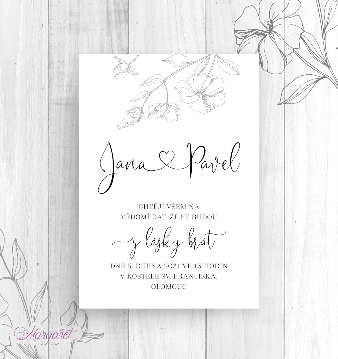 Svatební oznámení A6 Vzorek | SK35