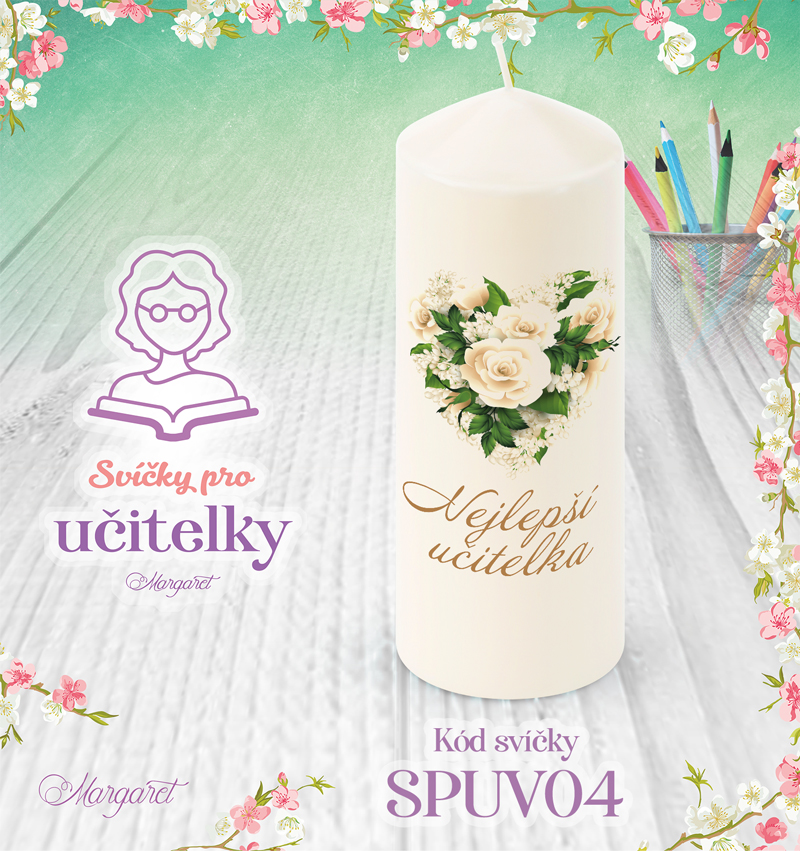 Svíčka s potiskem – Pro učitelky | Velká