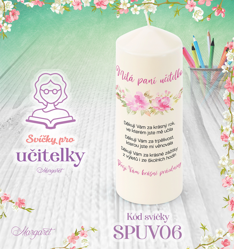 Svíčka s potiskem – Pro učitelky | Velká