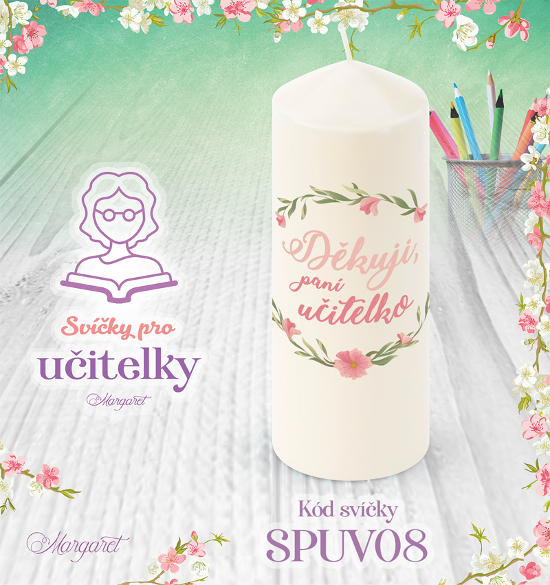 Svíčka s potiskem – Pro učitelky | Velká