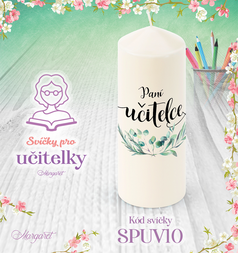 Svíčka s potiskem – Pro učitelky | Velká
