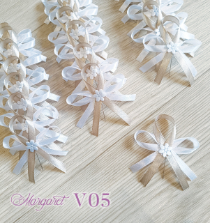 Saténové svatební vývazky V05 (Cold Gold)