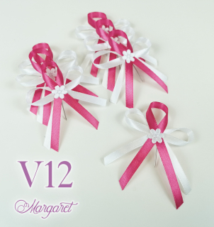 Saténové svatební vývazky V12 (Fuchsia)