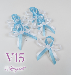 Saténové svatební vývazky V15 (Sky-blue)