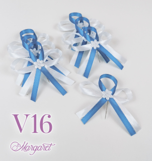 Saténové svatební vývazky V16 (Blue)