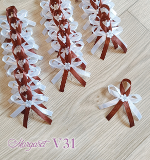 Saténové svatební vývazky V31 (Hnědá)