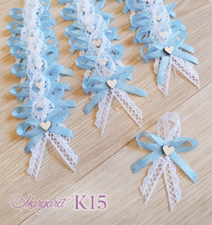 Krajkové svatební vývazky K15 (Sky-blue)