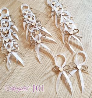 Saténové svatební vývazky s jutou J01 (White)