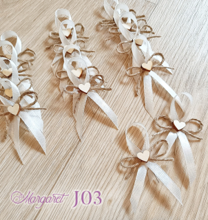 Saténové svatební vývazky s jutou J03 (Cream)