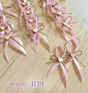 Saténové svatební vývazky s jutou J09 (Light Pink)