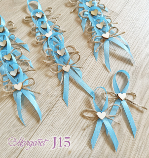 Saténové svatební vývazky s jutou J15 (Sky-blue)