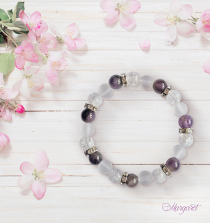 Minerální náramek – Ametyst & Křišťál
