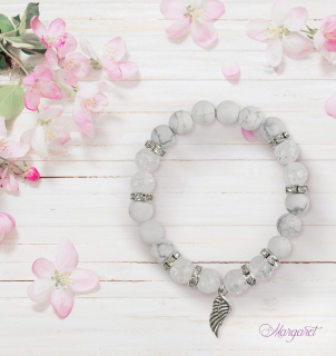 Minerální náramek – Howlit & Křišťál