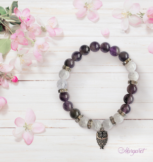 Minerální náramek – Ametyst & Křišťál