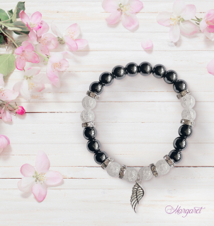Minerální náramek – Hematit & Křišťál