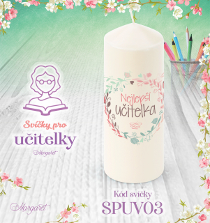 Svíčka s potiskem – Pro učitelky | Velká