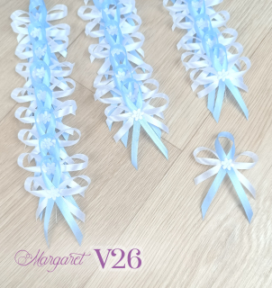 Saténové svatební vývazky V26 (Light Misty Blue)